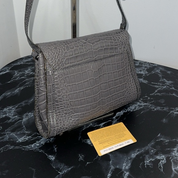 Patricia Nash Handbag Leather Ashmore Satchel British Smoky Gray Croco AUTHENTIC - Picture 5 of 10